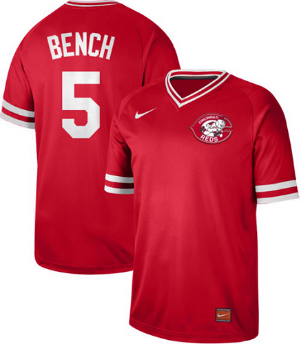 Men's Nike Cincinnati Reds #5 Johnny Bench Red Cooperstown Collection Stitched MLB Jersey