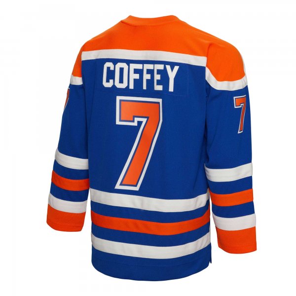 Men's Edmonton Oilers Paul Coffey Mitchell & Ness Royal  1986/87 Blue Line Player Jersey