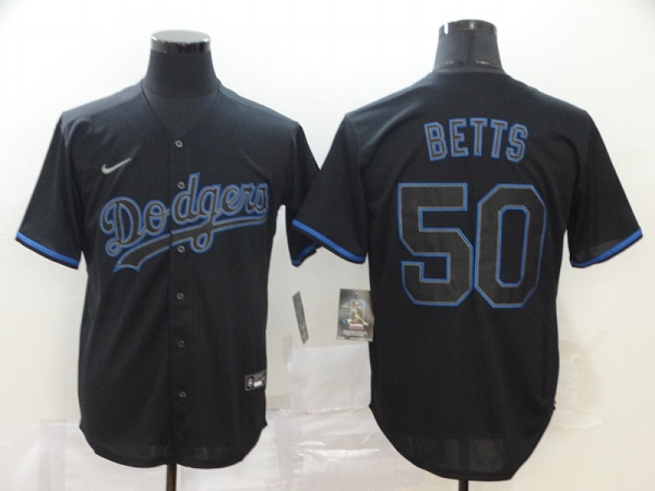 Men's Los Angeles Dodgers #50 Mookie Betts Lights Out Black Fashion Stitched MLB Cool Base Nike Jersey