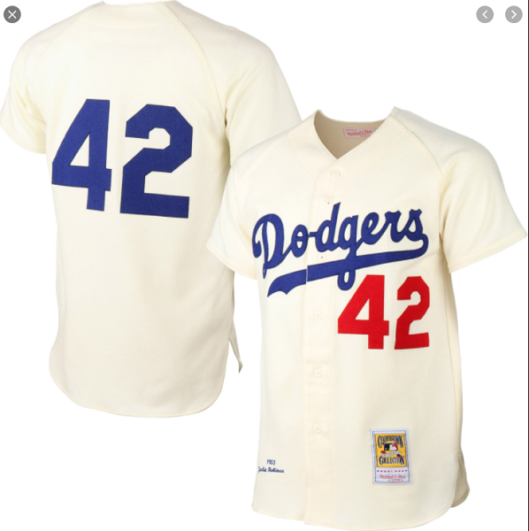 Men's Mitchell&Ness Los Angeles Dodgers #42 Jackie Robinson Cream MLB Jersey