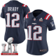 Nike New England Patriots #12 Tom Brady Navy Blue Super Bowl LI 51 Women's Stitched NFL Limited Rush Jersey