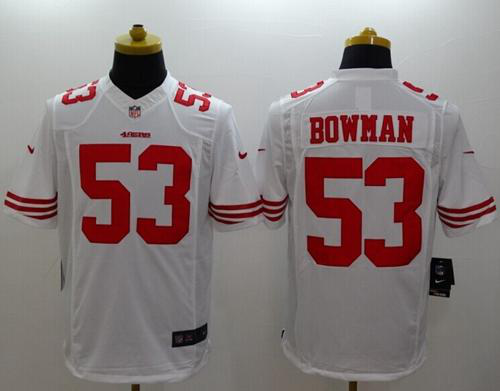 Nike San Francisco 49ers #53 NaVorro Bowman White Men's Stitched NFL Limited Jersey