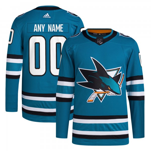 Men's San Jose Sharks  adidas Teal Home  Primegreen Custom Jersey