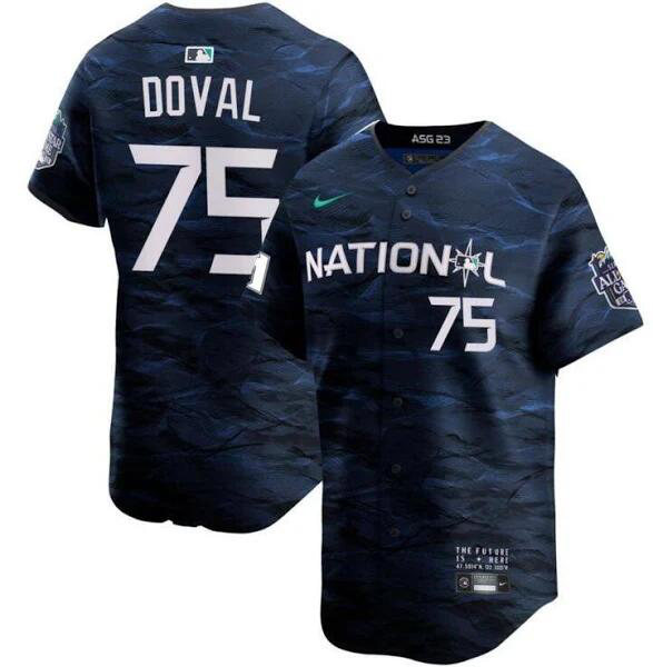 Men's San Francisco Giants #75 Camilo Doval Royal 2023 All-star Cool Base Jersey