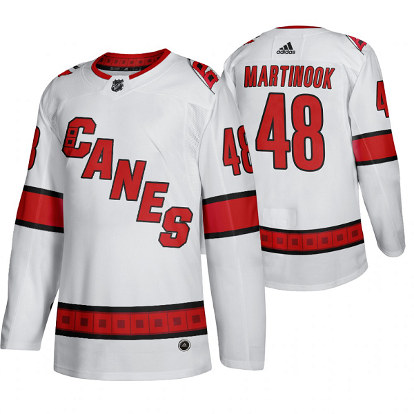 Men's Adidas Carolina Hurricanes #48 Jordan Martinook 2019-20 Away Player White Jersey