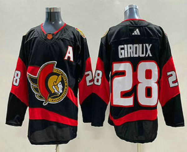 Men's Ottawa Senators #28 Claude Giroux Black 2022 Reverse Retro NHL Jersey