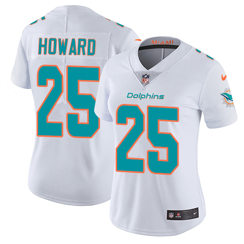 Nike Miami Dolphins #25 Xavien Howard White Women's Stitched NFL Vapor Untouchable Limited Jersey