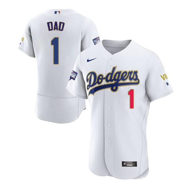 Men's Los Angeles Dodgers Nike White Alternate #1 Dad Patch MLB Jersey