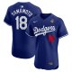 Men's #18 Los Angeles Dodgers Yoshinobu Yamamoto Nike Royal 2024 World Series Alternate Elite Player Jersey