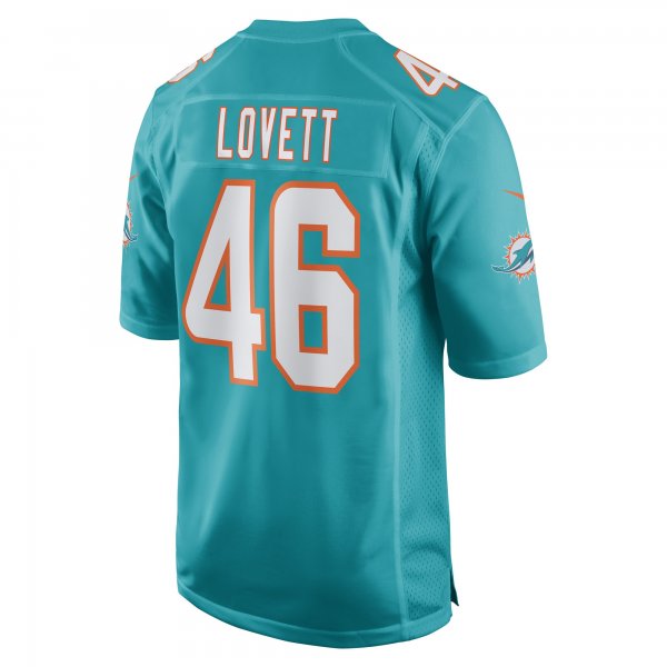 Men's Miami Dolphins John Lovett Nike Aqua Game Player Jersey