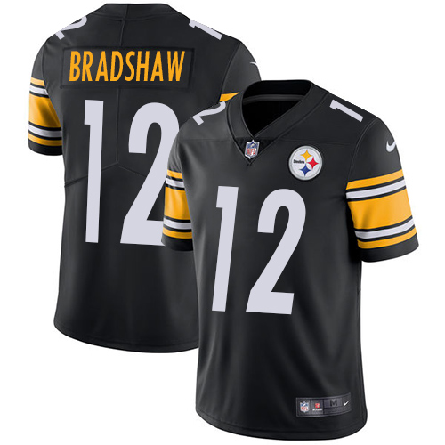 Men's Nike Pittsburgh Steelers #12 Terry Bradshaw Black Team Color Stitched NFL Vapor Untouchable Limited Jersey