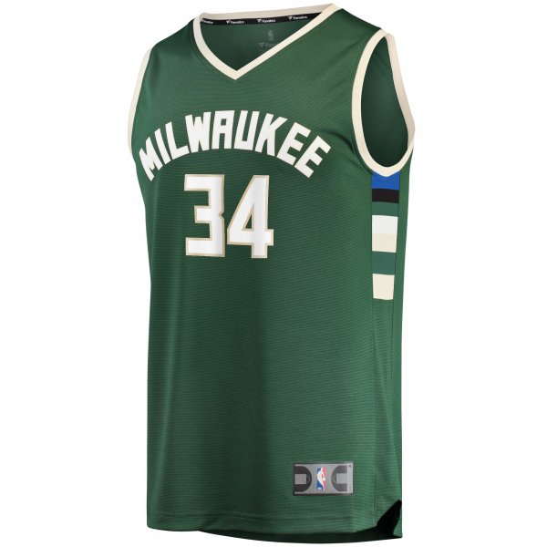 Men's Milwaukee Bucks Giannis Antetokounmpo Fanatics Hunter Green Fast Break Replica Player Jersey - Icon Edition