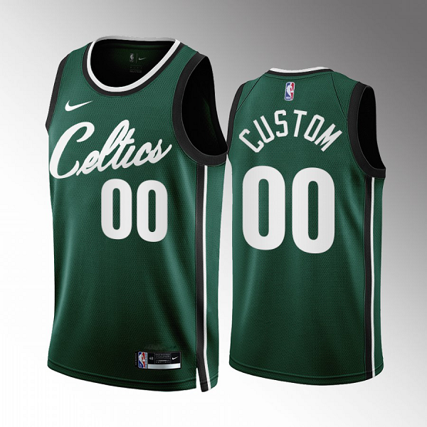 Men's NBA Boston Celtics Custom #00 2022-23 City Edition Green Jersey