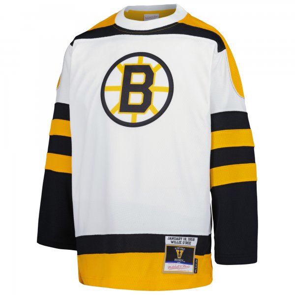 Youth Boston Bruins Willie O'Ree Mitchell & Ness White 1958 Blue Line Player Jersey