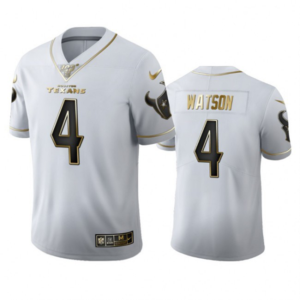 Houston Texans #4 DeAndre Hopkins Watson Men's Nike White Golden Edition Vapor Limited NFL 100 Jersey