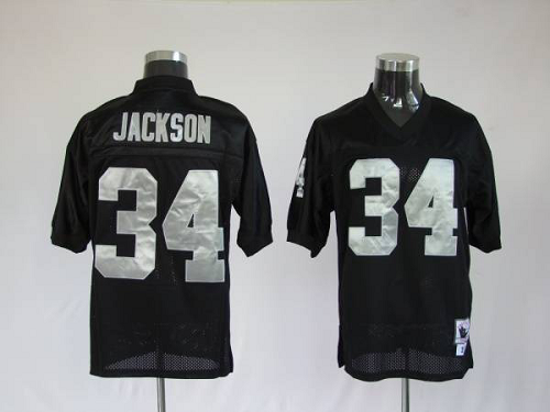 Men's Mitchell And Ness Las Vegas Raiders Bo Jackson #34 Stitched Black NFL Jersey