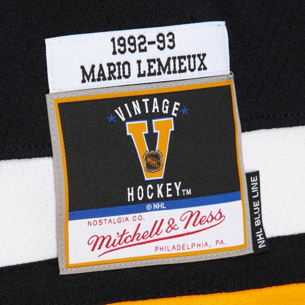 Men's Pittsburgh Penguins Mario Lemieux Mitchell & Ness Black  1992/93 Blue Line Player Jersey