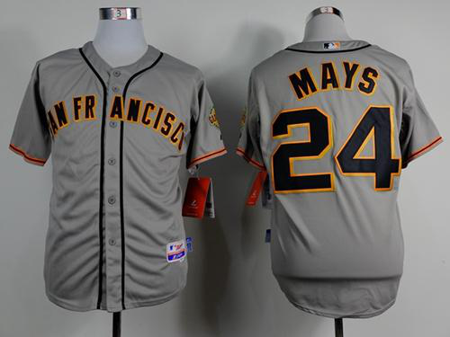 Men's San Francisco Giants #24 Willie Mays Grey Road Cool Base Stitched MLB Jersey