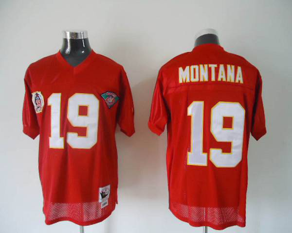 Mitchell And Ness Kansas City Chiefs #19 Joe Montana Red 75th Anniversary Throwback Stitched NFL Jersey