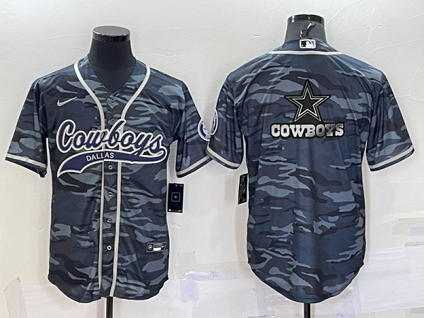 Men's Dallas Cowboys Blank Camouflage Stitched Baseball Cool Base Jersey