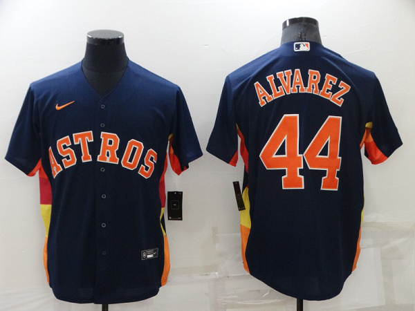 Men's Nike Houston Astros #44 Yordan Alvarez Navy 2021 World Series MLB Cool Base Jersey