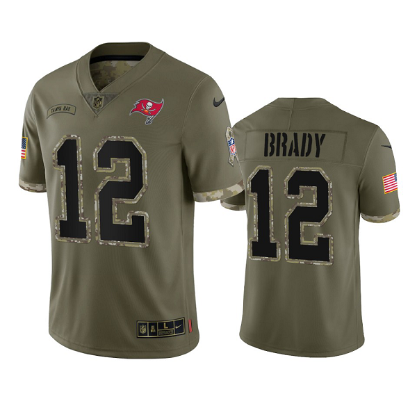 Tampa Bay Buccaneers Tom Brady Olive 2022 Salute To Service Jersey #12