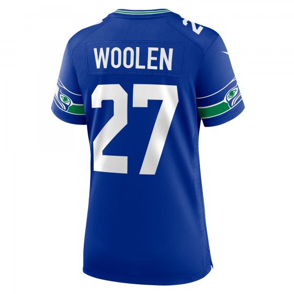 Women's Seattle Seahawks Tariq Woolen Nike Royal Throwback Player Game Jersey