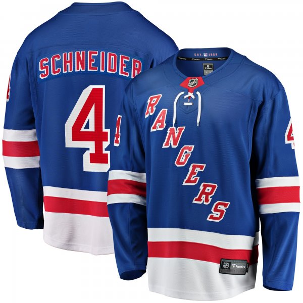 Men's New York Rangers Braden Schneider Fanatics Blue Home Premier Breakaway Player Jersey