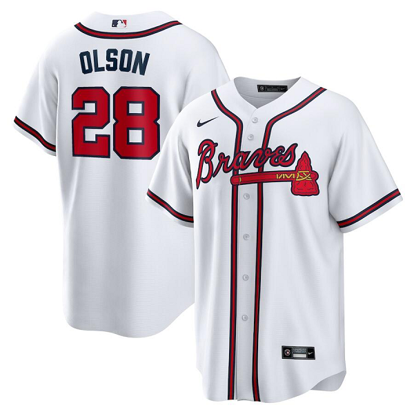 Men's Atlanta Braves #28 Matt Olson Nike White Home Jersey