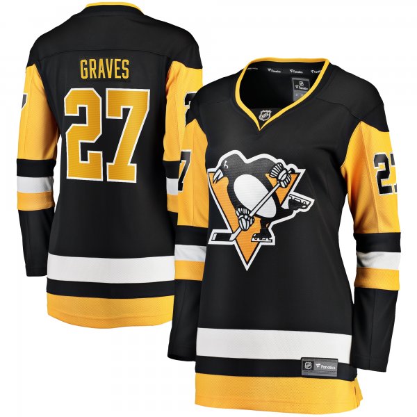 Women's Pittsburgh Penguins Ryan Graves Fanatics Black Home Breakaway Player Jersey