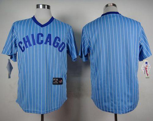 Chicago Cubs Blank Blue(White Strip) Cooperstown Throwback Stitched MLB Jersey