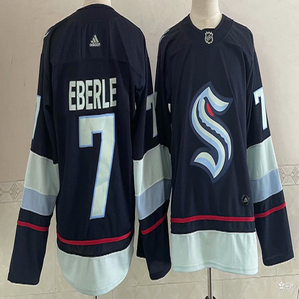 Men's Seattle Kraken #7 Jordan Eberle Navy Blue Adidas Stitched NHL Jersey