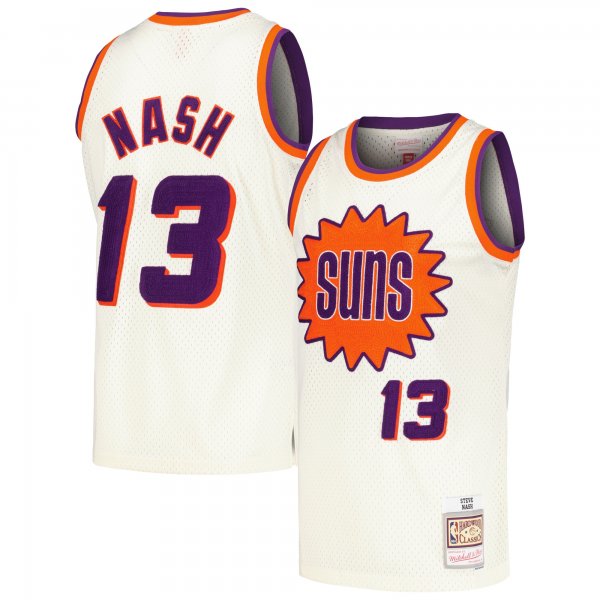 Men's Phoenix Suns Steve Nash Mitchell & Ness Cream Chainstitch Swingman Jersey