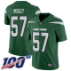 New York Jets #57 C.J. Mosley Green Team Color Youth Stitched NFL 100th Season Vapor Limited Jersey