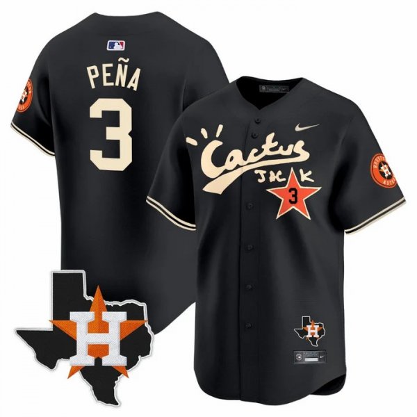 Men's Houston Astros #3 Jeremy Pena Cactus Jack Stitched Limited Cool Base Black Jersey