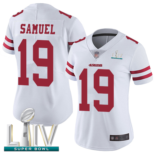 San Francisco 49ers #19 Deebo Samuel White Super Bowl LIV Bound Women's Stitched NFL Vapor Untouchable Limited Jersey