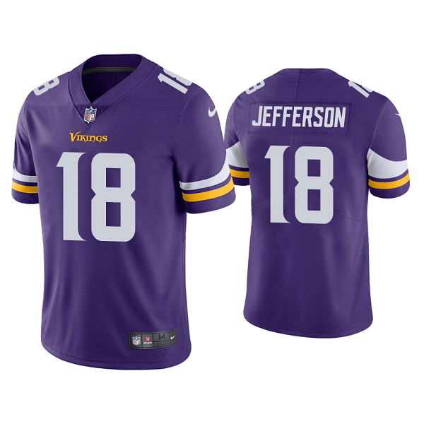 Men's #18 Justin Jefferson Minnesota Vikings Purple 2020 NFL Draft Vapor Limited Jersey