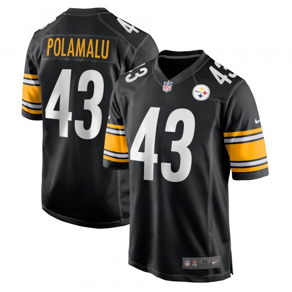 Men's Pittsburgh Steelers Troy Polamalu Nike Black Retired Player Game Jersey