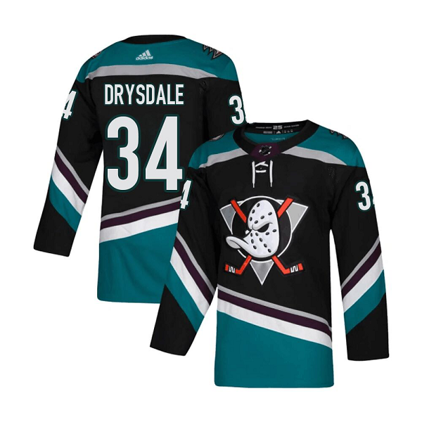 Men's Anaheim Ducks #34 Jamie Drysdale Black/Teal Alternate Adidas Stitched NHL Jersey