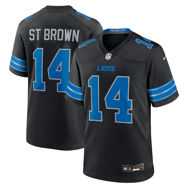 Men's Detroit Lions #14 Amon-Ra St. Brown Nike Black 2nd Alternate Limited Jersey