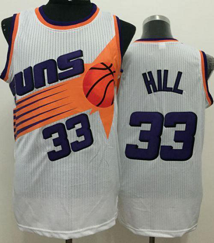 Men's Phoenix Suns #33 Grant Hill White Throwback Stitched NBA Jersey