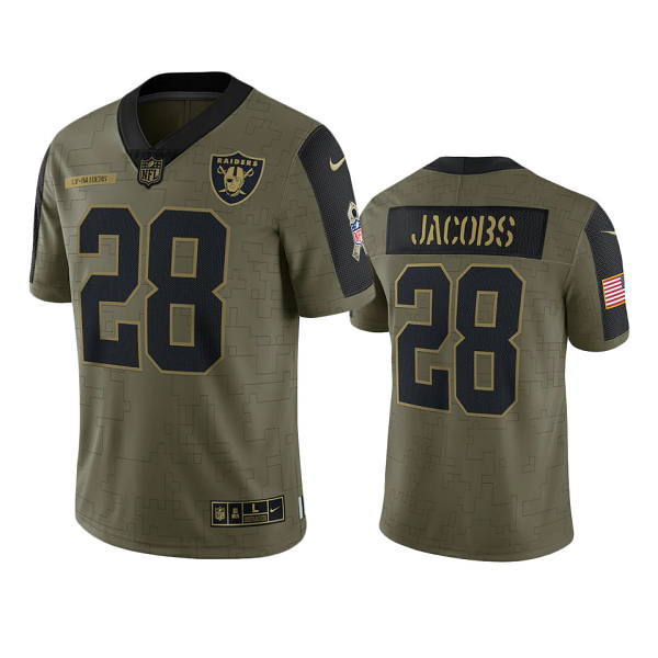 Las Vegas Raiders Josh Jacobs Olive 2021 Salute To Service Limited Men's NFL Jersey