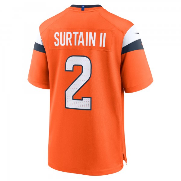 Men's Denver Broncos Patrick Surtain II Nike Orange Game Jersey