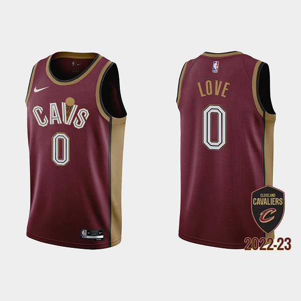 Men's Cleveland Cavaliers #0 Kevin Love 2022-23 Icon Edition Wine Gold is Back NBA Jersey