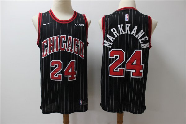 Men's Nike Chicago Bulls #24 Lauri Markkanen Black 2019-20 Statement Edition Jersey