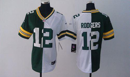 Nike Green Bay Packers #12 Aaron Rodgers Green/White Women's Stitched NFL Elite Split Jersey