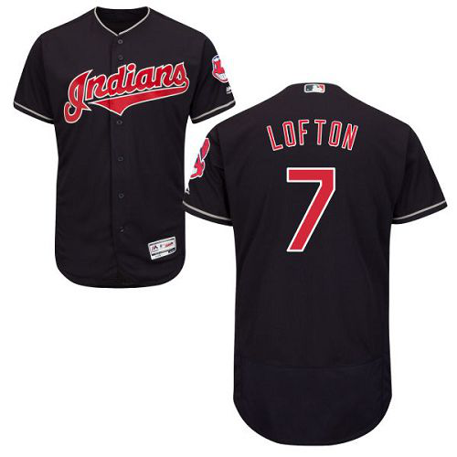 Cleveland Indians #7 Kenny Lofton Navy Blue Flexbase Collection Stitched MLB Jersey