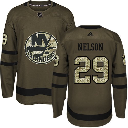 Adidas New York Islanders #29 Brock Nelson Green Salute to Service Stitched NHL Jersey