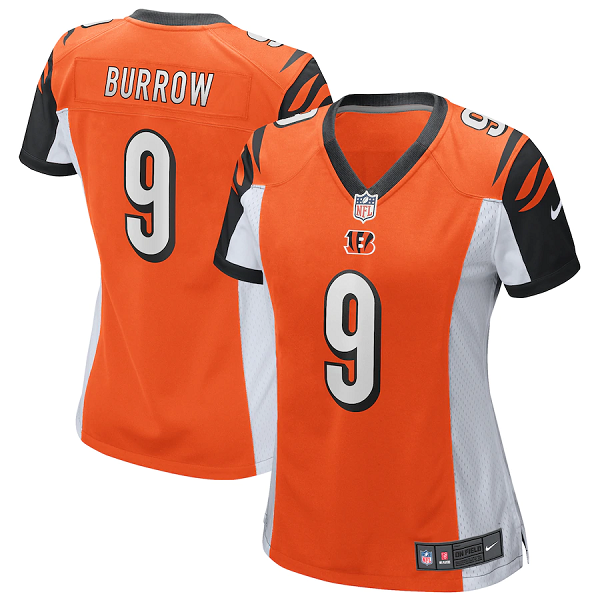 Women's Cincinnati Bengals #9 Joe Burrow Orange Team Color Stitched NFL Vapor Untouchable Limited Jersey