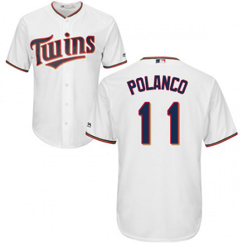 Men's Minnesota Twins #11 Jorge Polanco White Cool Base MLB Jersey